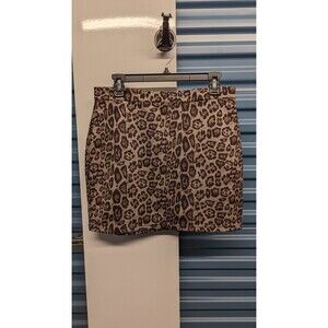 SUPERDOWN Animal Cheetah Print Faux Suede Side Zip Mini‎ Skirt Large